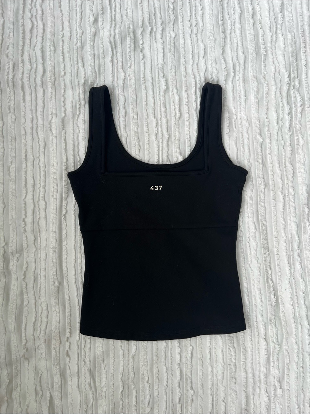 Women's Scoop Neck Black Tank Top with 437 Detail